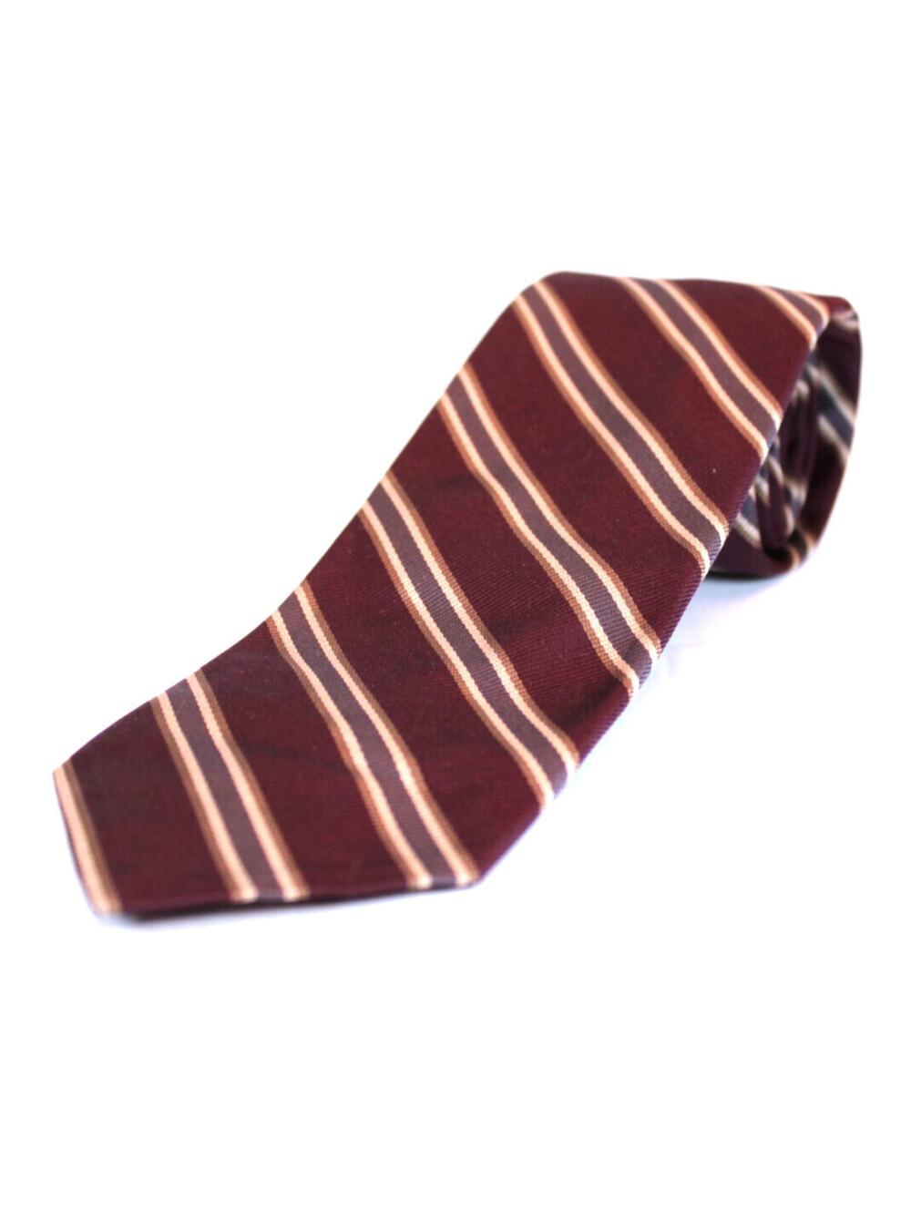 Vtg Robert Talbot Nordstrom Repp Necktie Silk Handsewn Wine/Burgundy Stripe USA